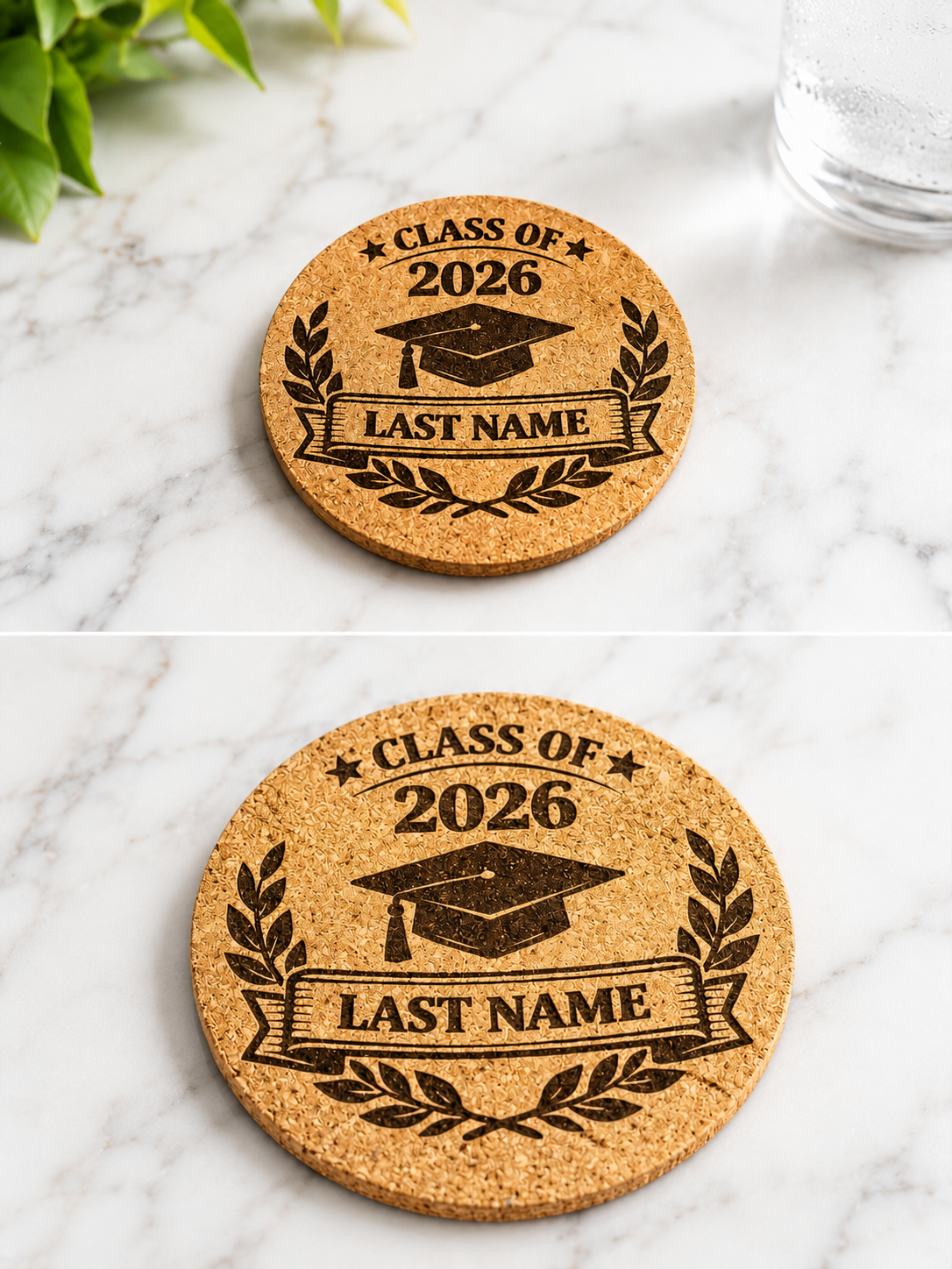 Graduation cork coaster