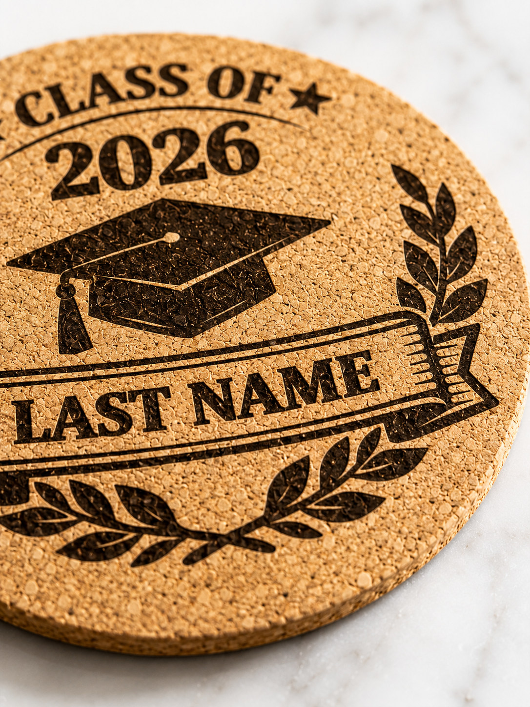 Graduation cork coaster