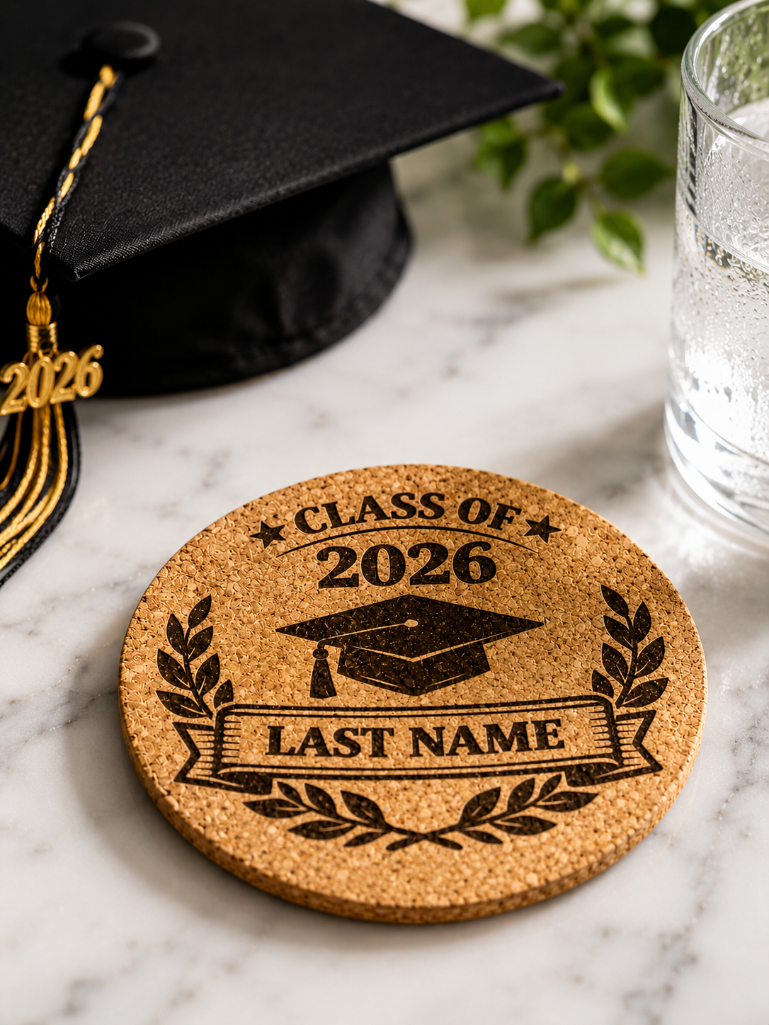 Graduation cork coaster